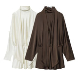 New Fashion Temperament Women's Silk And Fern Texture Scarf Dress
