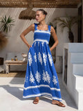 Zingj New Women's Hot Selling Beach Dress Holiday Wind Print Slip