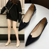 Korean Version Of Thick Heel High-Heeled Single-Shoe Women's Pointed Professional Shoes Black Heel Shoes To Work