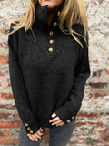 Li-Necked Knitwear In Autumn/Winter 2025 Solid Color Buttons Casual Loose Sweater For