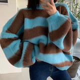 Crew Neck Pullover Striped Knit SweaterOutfit