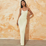 Beach Hoodie Sexy Knitted Empty Back Tie With Open-Fork Swimsuit Beach Dress