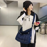 Aesthetic Denim Large Canvas Crossbody BagOutfit