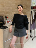 Xixi 2025 Autumn New White Label Elegant Collar Knitted Shirt With Long-Sleeved Top Sweater Female