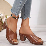 Summer New Fashion High-Heeled Coarse And Fish Mouth One-Word Drag Women Large And Cold Slippers