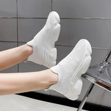 New Breathable Mesh Sports Casual Women's Shoes Platform Running Shoes One Foot Set Small White