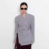 Suit 2025 New Niche Lazy High-End Design Stripe Splicing Blazer