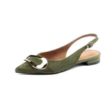 Vintage Metal Buckle Flat Shoes Women's Spring / Summer 2025 Baotou Head Sandals Soft Leather Pointed Temperament Shallow Mouth