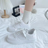 New Board Shoes Korean Version Of The Hong Kong Style Retro White Tie With Thick-Soled College Wind Sports Small White Shoes
