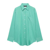 Spring New Striped Loose Shirt Simple With Long Sleeve Shirt Women