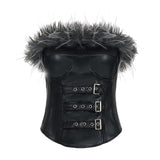 Style Hottie Sexy Hair Collar Leather Wrapped Breast Metal Buckle Design Girdled Waist Repair
