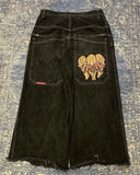 High Street Jeans Y2K Hip Hop Printed Cartoon Retro Loose Men