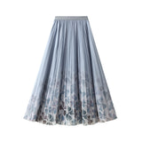 Mesh Dress Half Dress Girl Spring And Summer 2025 New Broken Flower Yarn Skirt In The Long-Scared 100-Folded Skirt
