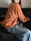 Zingj New Fall 2024 Vintage White Orange Plaid Shirt Coat For Men And