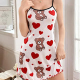 Hot New Pajamas Set Women's Milk Silk Pajamas Sling Skirt Cute Print