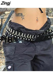Grunge Punk Style Gothic Dark Rivet Belts for Women Streetwear Bullet Cosplay Cummerbunds Unisex Belt Sashes