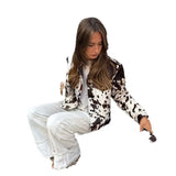 Women's Explosive Collar Print Shirt Jacket Jacket
