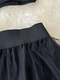 Sexy Black Mesh 2pcs Set Women Zipper Strapless Diamonds Short Tops + Irregular Long Skirt Female Party Two Piece