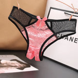 Lace Opening Hollow Pants To Seduce Low-Rise Trousers Transparent Color Mesh
