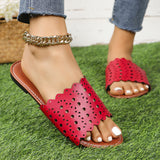 Zingj Large Size Slippers Female Summer Hollow Out One Word Casual Wear Flat