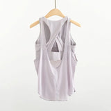 Yoga Vest Women's Shockproof Bra With Bra Mat Two-In-One Sports Blouse Loose Running Fitness Set