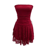 Shooting Retro Lace Spell To Receive Waist-Meared Tective Dress Sexy Collared Cake Dress Small Man Short Dress