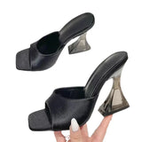 Slippers Women 2025 Summer New High-Hee Slippers Square Women Cold Slippers Large Code