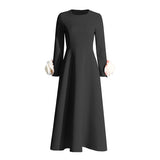 Spring 2025 New Fashion Temperament Round Collar Three-Dimensional Rose Splicing Design Long Sleeve Slim Slimming