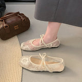 White Mesh Embroidered Flat Sole Women's New Spring And Summer Fairy Style With Skirt Gentle Style Mary Precious