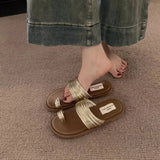 Coated Toe Slippers Women Wear New French Niche Fairy Wind Holiday Beach Soft Flat Cool