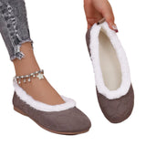 Solid-Colored Velvet Flat Bottom Low-Top Cotton Shoes Women Plus Velvet Wide Buns To Keep Warm Hair Single