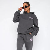 Hooded Trousers Set Printing Foamy Hip Hops Casual Women Plus Velvet