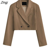 Women Cropped Simple Classic Spring Long Sleeve Elegant Office Lady High Street 13 Colors Fashion Popular Basic