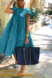 Women's Summer Casual Maxi Boho Dresses Ruffle Sleeve Round Neck Mini Dress Loose Solid Short Beach Dresses