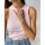 Zingj New Slim Rib Sleeveless T-Shirt Jacket Female Short Sexy Slim