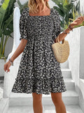 Women's Summer New New Ocean Bubble Bubble Sleeves Crush Flower Dresses Women's