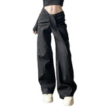 Cloth Forget Not Regular Cross Waist Design Loose Apparent Thin Leg Pants Teen Temperament Casual