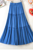 Style Casual Women Summer Skirt 2023 Solid White Black Elastic Waist Girls All-Match A-Line Beach Midi