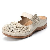 Burst Summer Cave Shoes Women Retro Comfortable Slope With Slippers Round Head Soft Leisure Flowers Women Cool