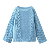 And Winter Women's Fashion Temperament Round Horn Sleeve Knitted Sweater Loose Knitted