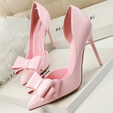 Shoes Bow-knot Woman Pumps Stiletto 10.5 Cm Women Basic Pump Pointed Toe Classic Pumps Sexy High Heels Women Shoes