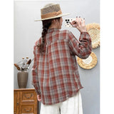 Spring And Autumn New Art Retro Long-Sleeved Shirt Women Loose Leisure Shirt Shirt Double Cotton Yarn