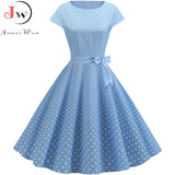 Black Polka Dot Summer Women Vestidos Robe Femme Vintage Pin Up 50s 60s Rockabilly Party
