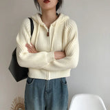 Vintage Zip Up Knitted Hooded CardiganOutfit