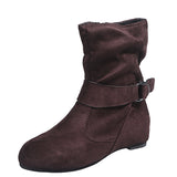 Autumn And Winter New Station Size 43 Flat Bottom Belt Buckle Women's Short Boots Lindrical Head Women's