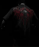 Summer Demon Cross Print Short-Sleeved T-Shirt Stranded Trousers Round Collar Men's Top