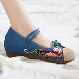 Zingj Not Include Shoe Box Single Shoes Inside The High Height Female Slope Heel High Heels Canvas Embroidered Cloth Shoes Women's Shoes Ethnic Flowers Build Buckle
