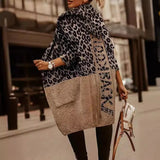 Loose Leopard-Print Letter Jahua Casual Hoodie Medium Long Women's Sweater Cardigan