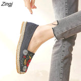 2023Women's Flats Fisherman Shoe 2023 Spring Hemp Fashion Embroidery Ladies Shoes Casual Shoes Women Breathable Canvas
