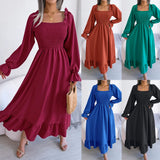 Shooting 2025 Spring And Summer Leisure Side Horn Sleeves Big Swing Lotus Leaf Side Dress Women's